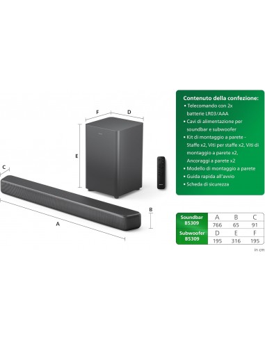 PHILIPS TAB5309/10 Soundbar 2.1 con...